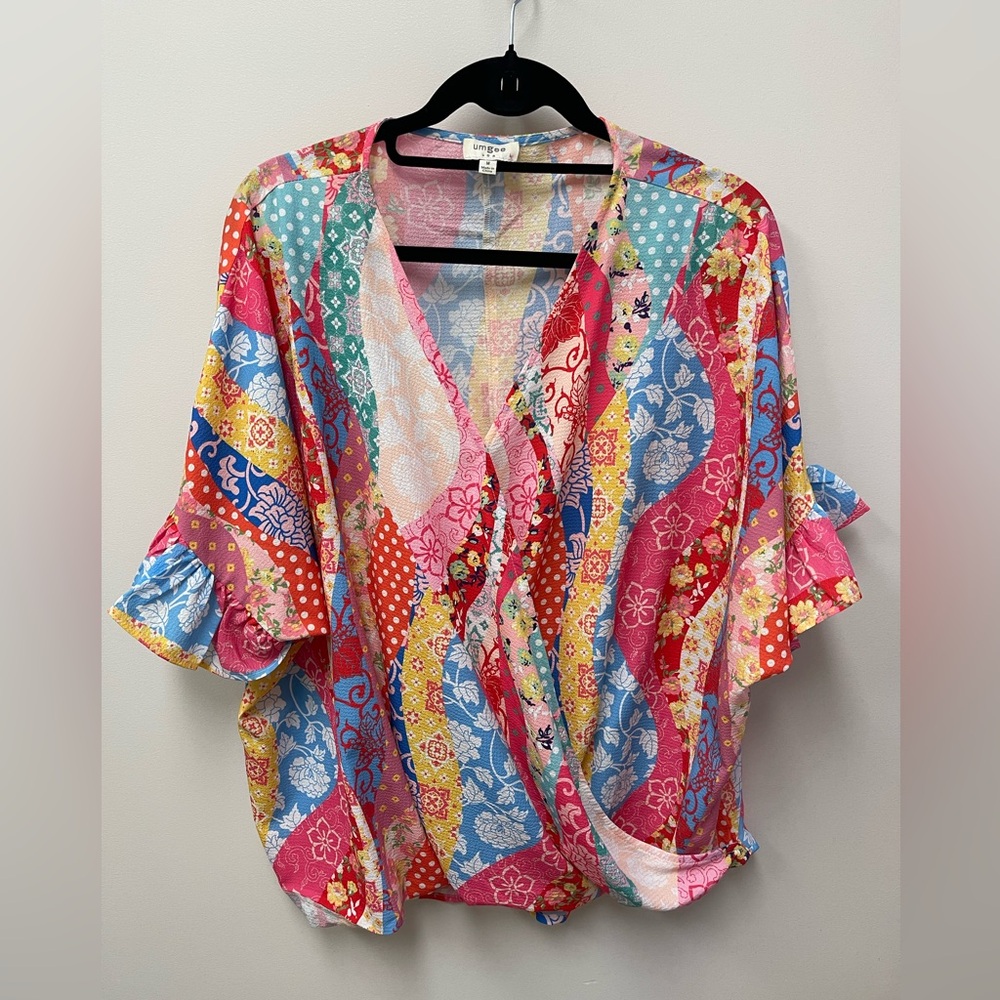 Umgee Multicolor Patchwork Blouse - image 1
